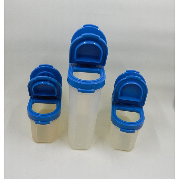 Tupperware Modular Mates Spice Containers Lt. Blue Lids Lot of 3 - Picture 2 of 8